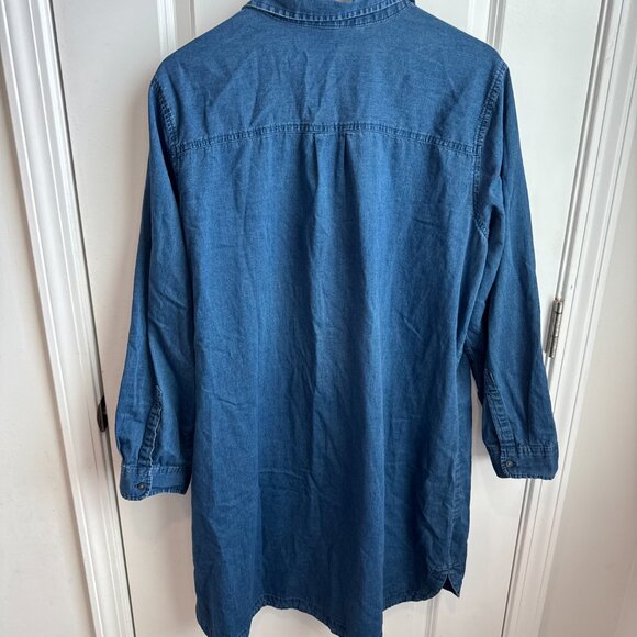 Old Navy Women’s Denim Shirt Dress XXL | Long Sleeve Button Front Casual 2XL - Picture 5 of 5